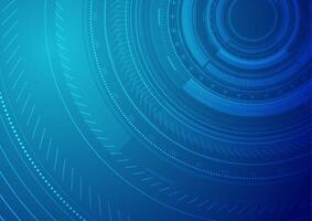 Bright blue abstract futuristic technology background with HUD gears vector