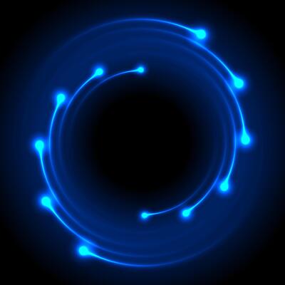 Blue glowing neon spiral circle abstract technology background