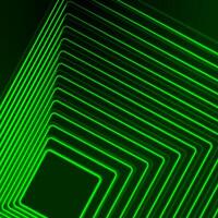 Bright green neon linear square abstract technology background vector