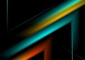 Black abstract concept background with colorful smooth stripes vector