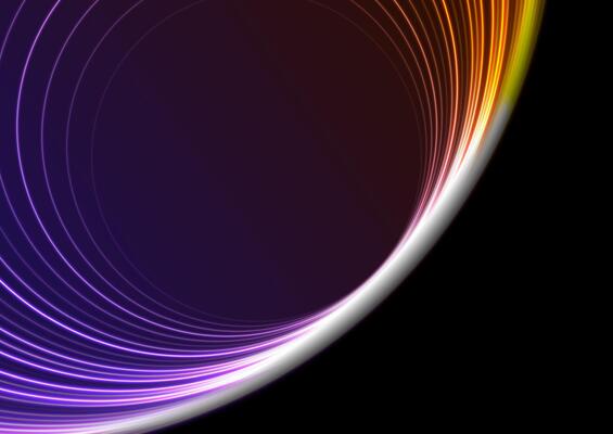 Orange violet neon curved lines abstract technology background