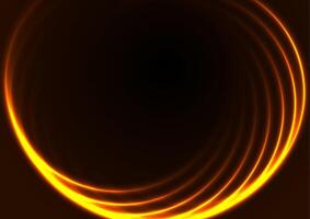 Orange glowing neon spiral wavy lines abstract technology background vector