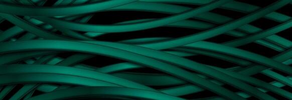 Dark green glossy wavy stripes abstract elegant background vector