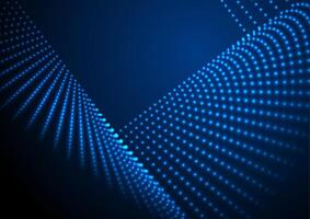 Blue neon glowing dotted linear squares abstract hi-tech background vector