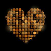 Golden heart made of geometric elements. Valentines Day abstract background vector
