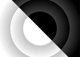 Black white round lines abstract technology background vector