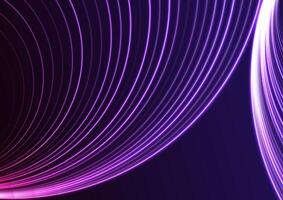 Bright violet neon curved lines abstract technology background vector