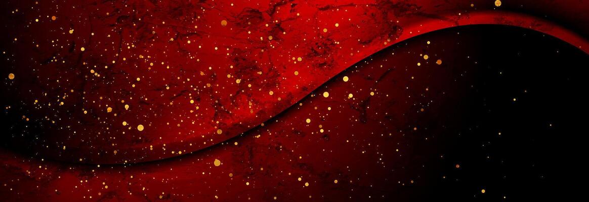 Black red grunge wavy background with golden dots
