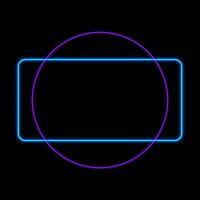 Bright blue purple neon circle and rectangle frame abstract background vector