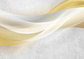 White and shiny golden waves on grey grunge texture abstract background vector