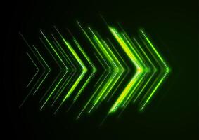 Bright green abstract neon arrows tech sci-fi background vector