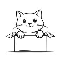 Cute Cats Play in the Paper Box image on white background vector