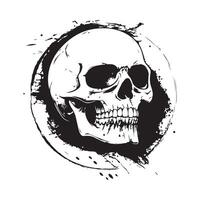 A skull and a round circle with a black and white background vector