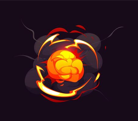 Bomb explosion, blast clouds cartoon comic effect