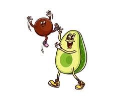 Avocado playing with own seed groovy character vector