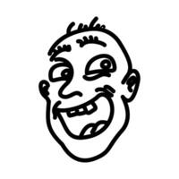 Cartoonish face with exaggerated features, wide grin, and quirky expression vector