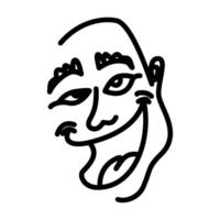 Bold Line Drawing of a Smiling Face with Exaggerated Features vector