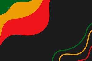 Stylish Juneteenth background. Elegant swirls of red, green, and yellow on a black backdrop. Excellent for festive decorations, greeting cards, and editorial use. Uplifting, artistic vector