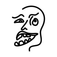 Grotesque Line Art Portrait with Winking Eye and Bared Teeth Expression vector