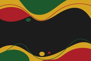 Juneteenth abstract background. Bold red, green, and yellow curves on black. Perfect for social media, presentations, and event flyers. Celebratory, powerful atmosphere for Juneteenth. vector