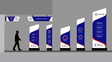 Sign with Metallic Stand Mockup, Right View vector