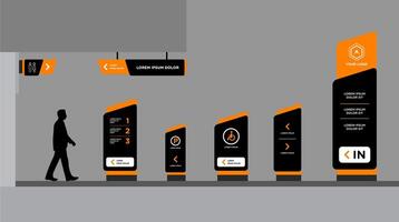 Tower display advertising on gray color background vector