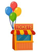ticket booth in amusement park and retro style circus vector