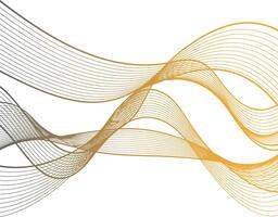Luxury Abstract Wave in Gold Gradient Line Art Featuring Flowing Japanese Style Curves on Clean White Canvas vector