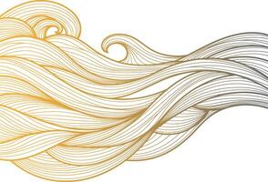Minimalist Gold and Black Flowing Wave Line Art on White Background Inspired by Japanese Style for Luxury Abstract and Zen Design Projects vector