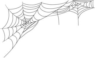Spiderweb corner line border, gothic scary hanging net frame. Simple spooky halloween decoration. Cobweb spider trap. vector