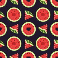 Flat Style Seamless Pattern with Watermelon Slice. Vibrant Fruit Texture for Summer Themed Designs vector