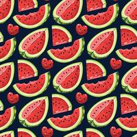 Flat Seamless Pattern with Watermelon Slices. Bright Summer Fruit Design for Backgrounds Packaging vector