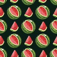 Seamless pattern with watermelon. Flat Design Fruit Repeat with Juicy Slices. Perfect for Textile. Wrapping Paper. Summer Backgrounds vector