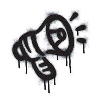 Megaphone Icon Graffiti Spray Paint Sprayed separately on white background. Megaphone graffiti with black spray paint on white. Illustration of a loudspeaker. vector