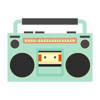 Retro technology and media icons including radios, tapes, and computer vector