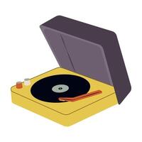 Retro devices collection including typewriter, turntables and vintage tech. vector