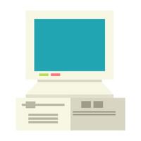 Retro technology, and media icons including radios, tapes, and computers. vector
