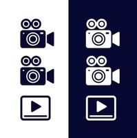 One color camera icon set vector