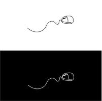 Computer mouse one line illustration vector