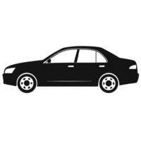 Silhouette of a black sedan car side view for transportation and automotive concepts vector