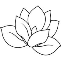 Simple black and white outline of a beautiful lotus flower design element. vector