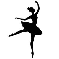 Elegant silhouette of a ballerina dancing gracefully in a classical ballet pose vector