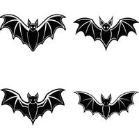 Four silhouetted bats with spread wings for halloween and spooky concepts vector