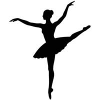 Elegant silhouette of a ballerina performing a graceful ballet pose on a clean white background vector