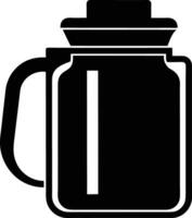 Simple silhouette of a pitcher with handle and lid. vector