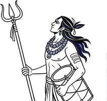 Shiva with Trishul and Damaru vector
