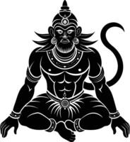 Hanuman Silhouette Lord of Strength and Devotion vector