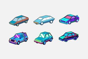 Angular Neon Lit Car Set Design vector