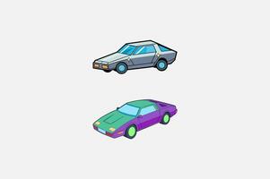 Cyberpunk Car Set with Polished Shine on White vector
