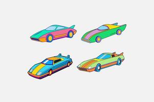 Sleek Speed Machine Car Set with Neon Effects vector